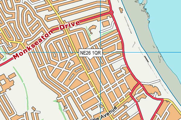 NE26 1QR map - OS VectorMap District (Ordnance Survey)