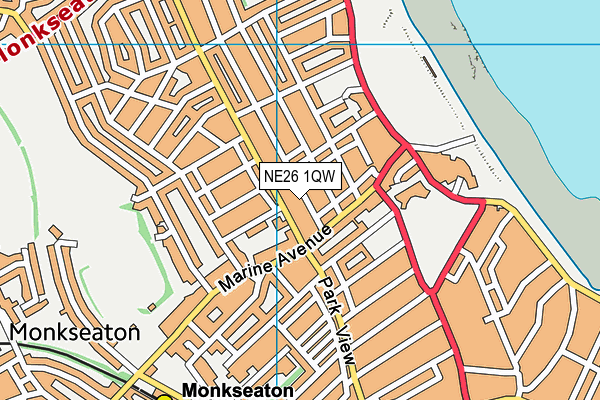 NE26 1QW map - OS VectorMap District (Ordnance Survey)