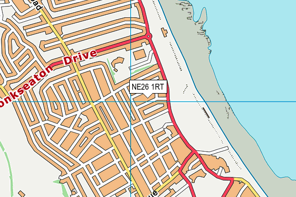 NE26 1RT map - OS VectorMap District (Ordnance Survey)