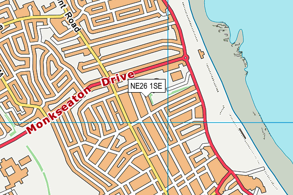 NE26 1SE map - OS VectorMap District (Ordnance Survey)