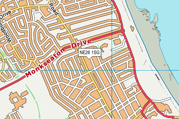 NE26 1SG map - OS VectorMap District (Ordnance Survey)