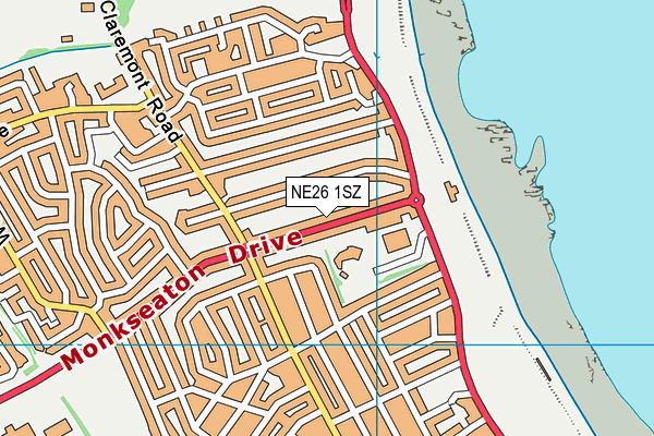 NE26 1SZ map - OS VectorMap District (Ordnance Survey)