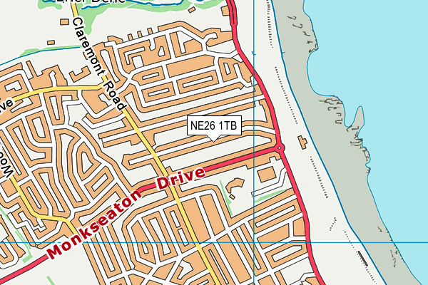 NE26 1TB map - OS VectorMap District (Ordnance Survey)