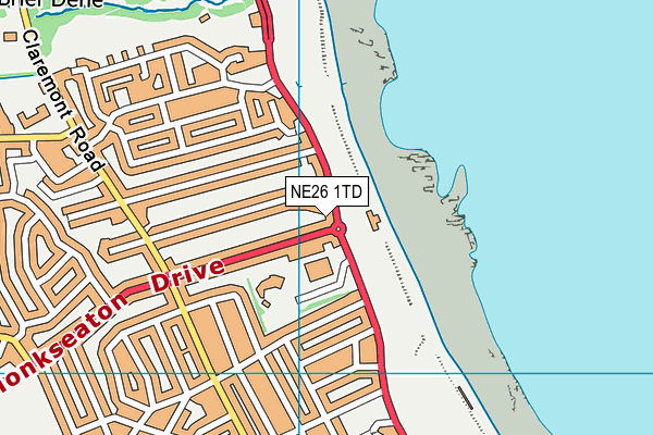 NE26 1TD map - OS VectorMap District (Ordnance Survey)