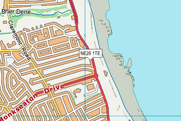 NE26 1TE map - OS VectorMap District (Ordnance Survey)