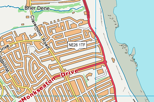 NE26 1TF map - OS VectorMap District (Ordnance Survey)