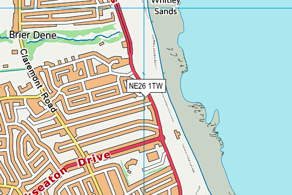 NE26 1TW map - OS VectorMap District (Ordnance Survey)