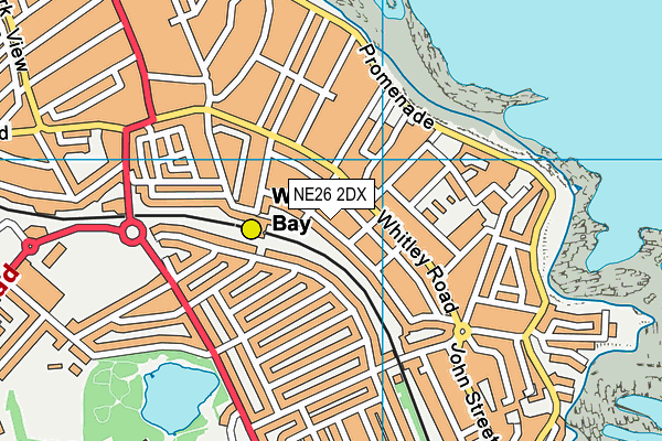 NE26 2DX map - OS VectorMap District (Ordnance Survey)