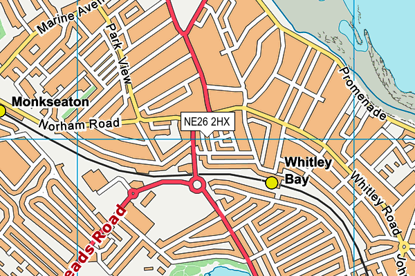 NE26 2HX map - OS VectorMap District (Ordnance Survey)