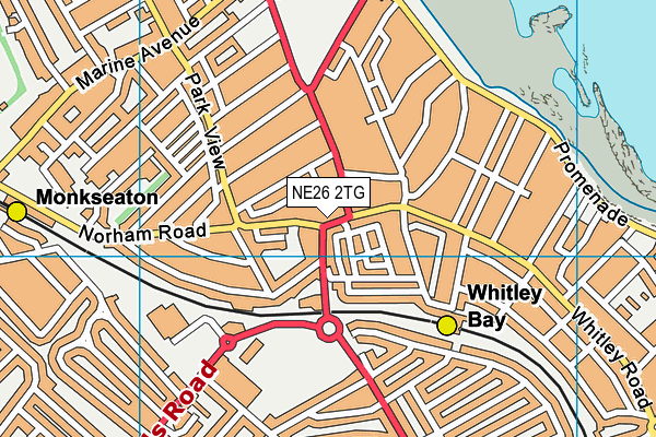 NE26 2TG map - OS VectorMap District (Ordnance Survey)