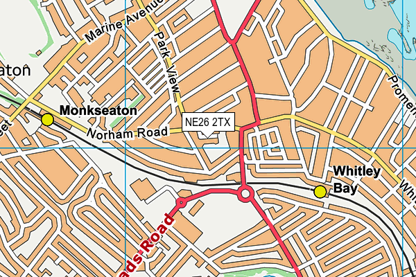 NE26 2TX map - OS VectorMap District (Ordnance Survey)