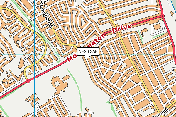 NE26 3AF map - OS VectorMap District (Ordnance Survey)