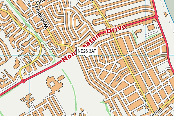 NE26 3AT map - OS VectorMap District (Ordnance Survey)