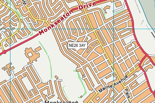 NE26 3AY map - OS VectorMap District (Ordnance Survey)