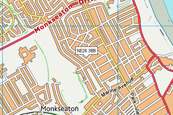 NE26 3BB map - OS VectorMap District (Ordnance Survey)