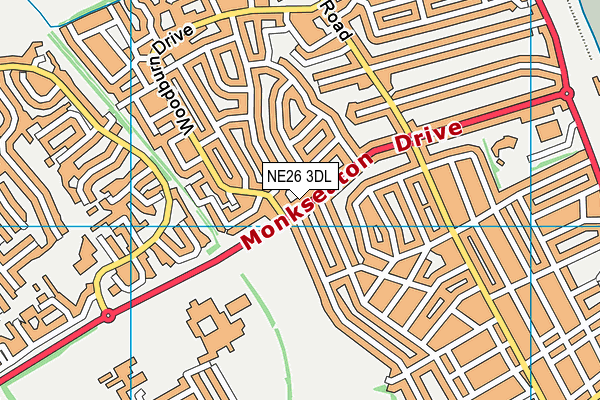 NE26 3DL map - OS VectorMap District (Ordnance Survey)
