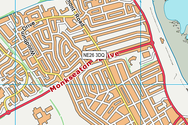 NE26 3DQ map - OS VectorMap District (Ordnance Survey)