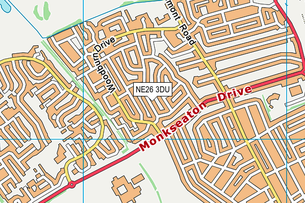 NE26 3DU map - OS VectorMap District (Ordnance Survey)