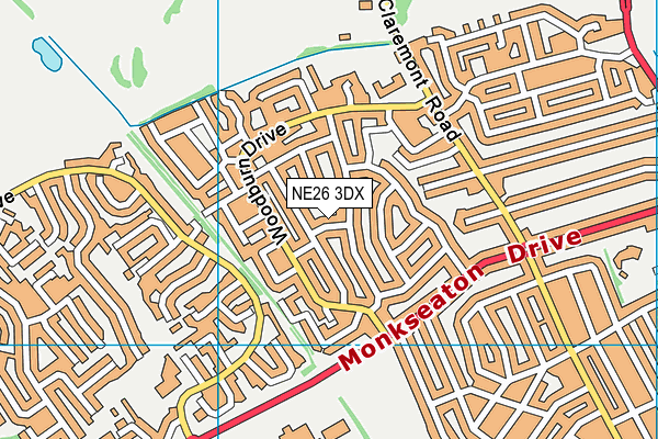 NE26 3DX map - OS VectorMap District (Ordnance Survey)
