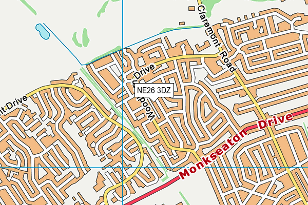 NE26 3DZ map - OS VectorMap District (Ordnance Survey)