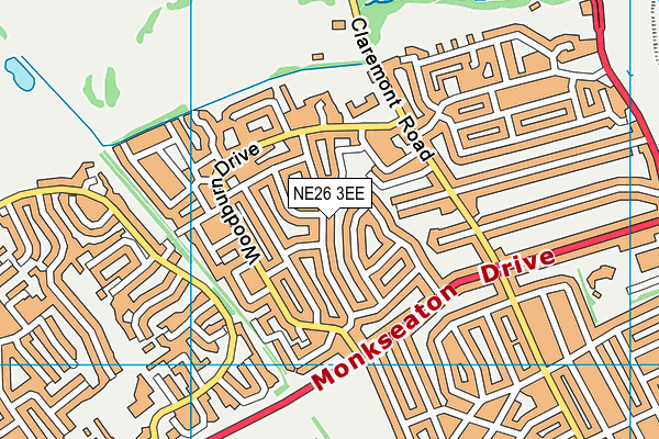 NE26 3EE map - OS VectorMap District (Ordnance Survey)