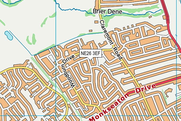 NE26 3EF map - OS VectorMap District (Ordnance Survey)