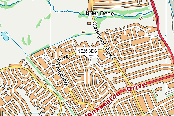 NE26 3EG map - OS VectorMap District (Ordnance Survey)