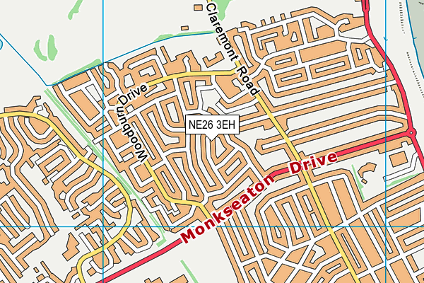 NE26 3EH map - OS VectorMap District (Ordnance Survey)
