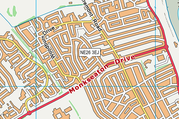 NE26 3EJ map - OS VectorMap District (Ordnance Survey)