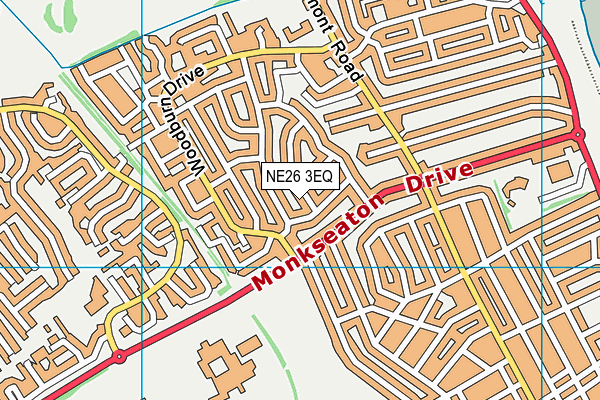 NE26 3EQ map - OS VectorMap District (Ordnance Survey)