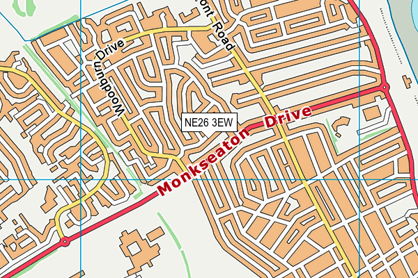 NE26 3EW map - OS VectorMap District (Ordnance Survey)
