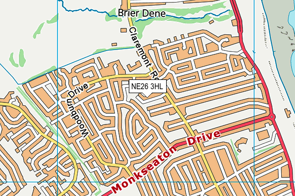 NE26 3HL map - OS VectorMap District (Ordnance Survey)