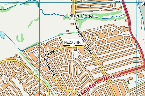NE26 3HR map - OS VectorMap District (Ordnance Survey)