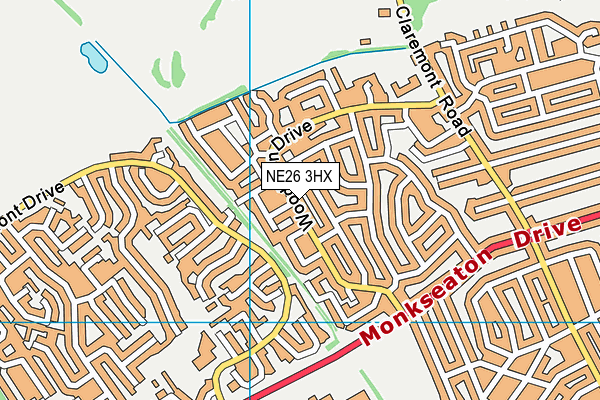 NE26 3HX map - OS VectorMap District (Ordnance Survey)
