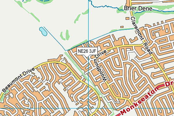 NE26 3JF map - OS VectorMap District (Ordnance Survey)