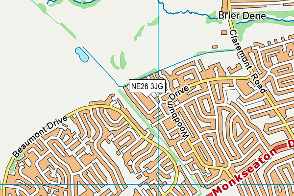 NE26 3JG map - OS VectorMap District (Ordnance Survey)