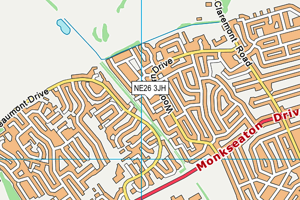 NE26 3JH map - OS VectorMap District (Ordnance Survey)