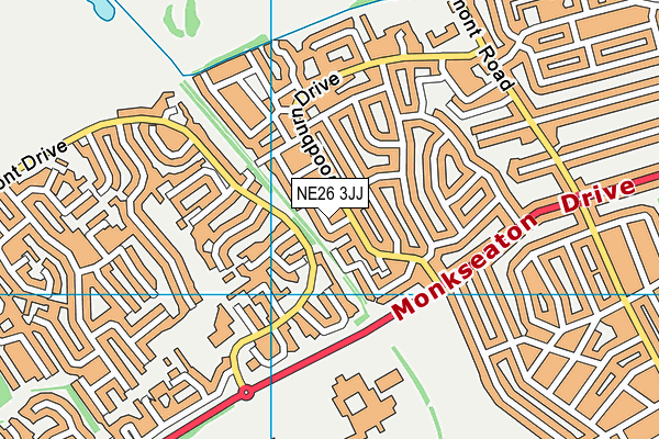 NE26 3JJ map - OS VectorMap District (Ordnance Survey)