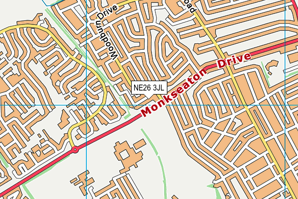 NE26 3JL map - OS VectorMap District (Ordnance Survey)
