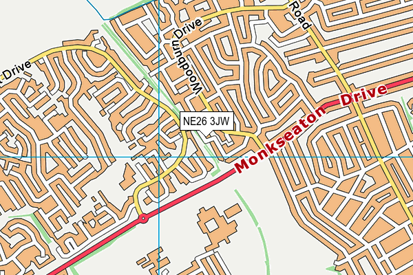 NE26 3JW map - OS VectorMap District (Ordnance Survey)
