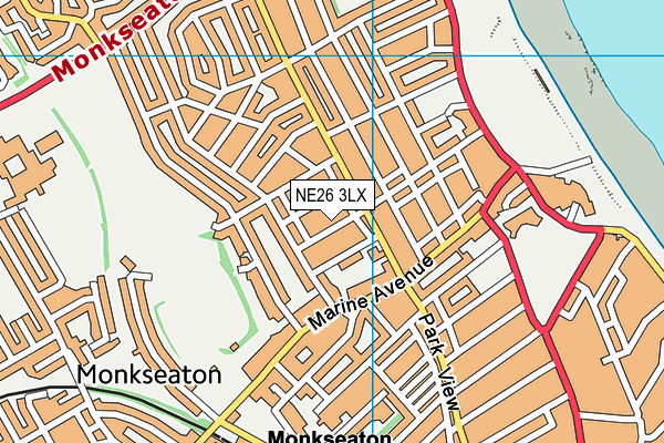 NE26 3LX map - OS VectorMap District (Ordnance Survey)