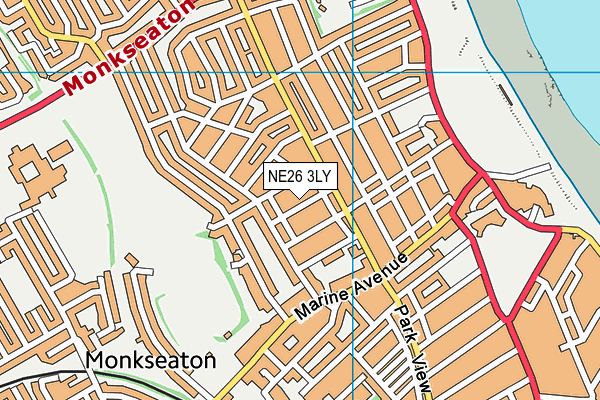 NE26 3LY map - OS VectorMap District (Ordnance Survey)