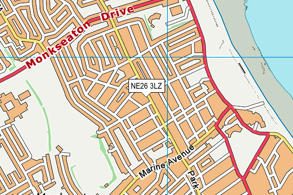NE26 3LZ map - OS VectorMap District (Ordnance Survey)