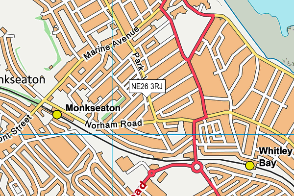 NE26 3RJ map - OS VectorMap District (Ordnance Survey)
