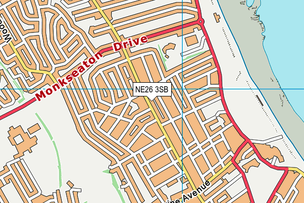 NE26 3SB map - OS VectorMap District (Ordnance Survey)