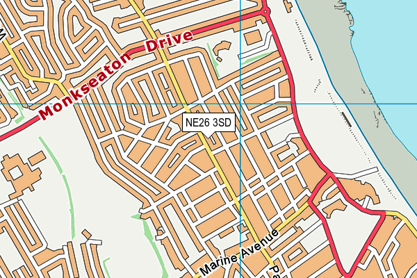 NE26 3SD map - OS VectorMap District (Ordnance Survey)