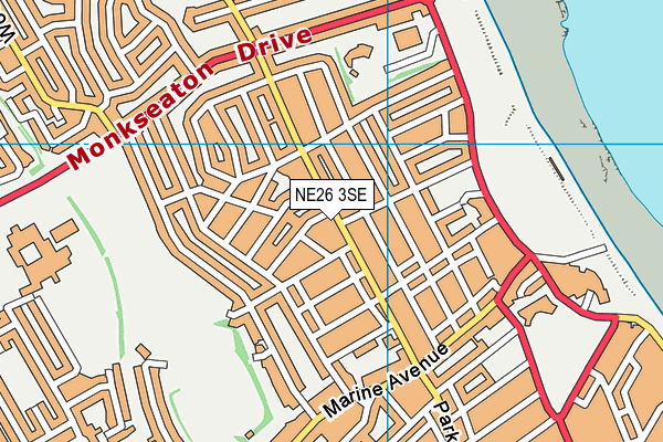 NE26 3SE map - OS VectorMap District (Ordnance Survey)