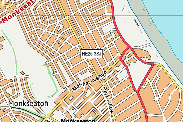 NE26 3SJ map - OS VectorMap District (Ordnance Survey)