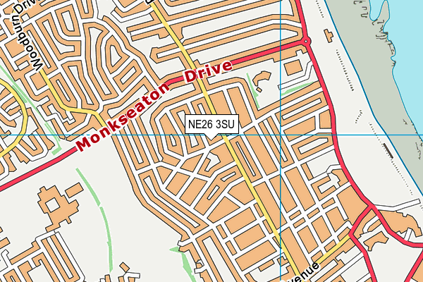 NE26 3SU map - OS VectorMap District (Ordnance Survey)