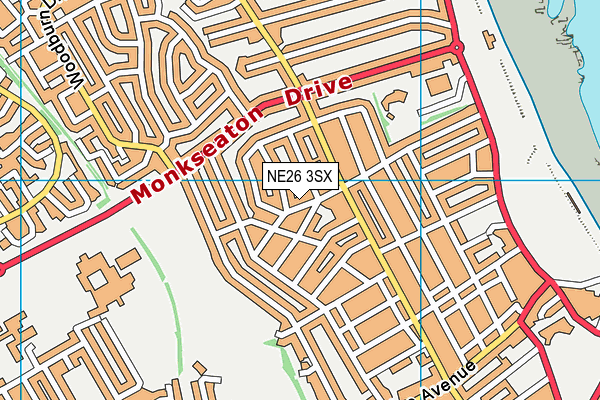 NE26 3SX map - OS VectorMap District (Ordnance Survey)